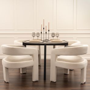 Niven 4 Seat Dining Table Concrete effect - Black Legs