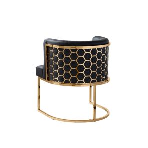 Alveare Dining Chair Brass – Black Faux Leather