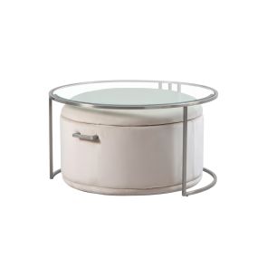 Aria Silver Coffee Table and Storage Ottoman Chalk - Set