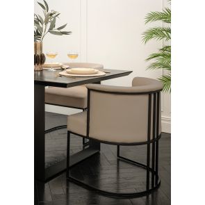 Aria Dining Chair - Taupe - Black Frame