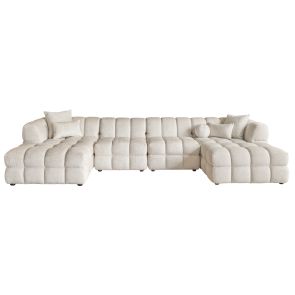Berlin U-Shaped Corner Sofa – Light Taupe Chenille