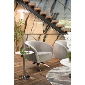 Brodie Swivel Chair - Dove Grey - Silver Base