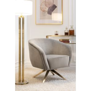 Brodie Swivel Chair - Dove Grey - Brass Base