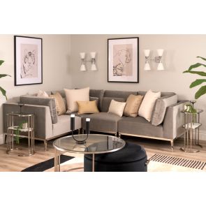 Cassie Left Hand Corner Sofa – Dove Grey – Stainless Steel Base