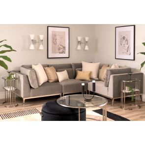Cassie Right Hand Corner Sofa – Dove Grey – Stainless Steel Base