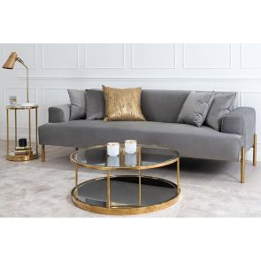 Duke Three Seat Sofa - Dove Grey - Brass Legs