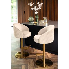 Ella Bar Stool - Chalk - Brass Base 