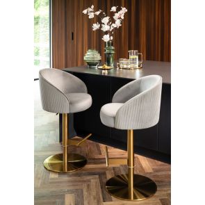 Ella Bar Stool - Dove Grey - Brass Base
