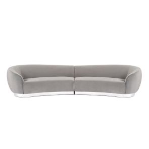 Equinox Six Seat Sofa – Dove Grey – Polished Chrome Base