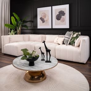 Essen Left Hand Curved Corner Sofa – Ivory Chenille 