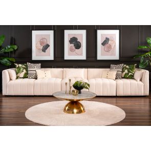Essen Five Seat Sofa – Ivory Chenille
