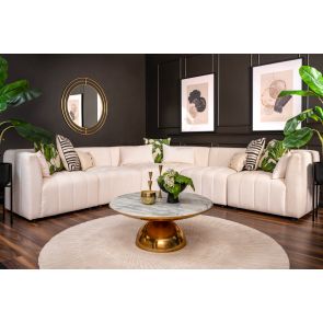 Essen Large Corner Sofa – Ivory Chenille