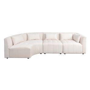 Essen Left Hand Curved Corner Sofa – Ivory Chenille 