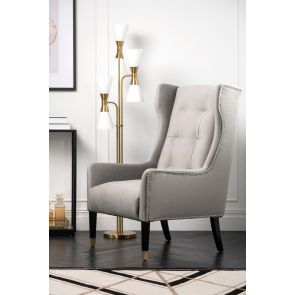 Grayson Armchair Dove Grey - Brushed Gold