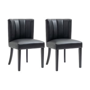 Set of 2 Hatfield Dining Chairs - Black Faux Leather