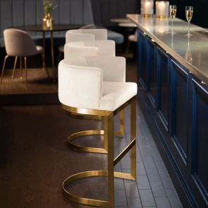 Lasco Bar Stool – Chalk - Brushed Brass Base