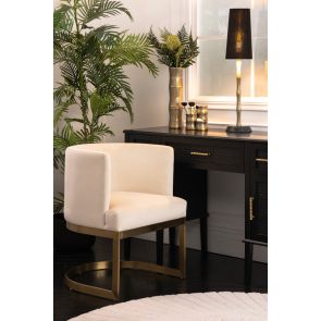 Lasco Dining Chair - Chalk - Brushed Brass Base