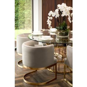 Lasco Dining Chair Dove Grey - Brushed Brass Base