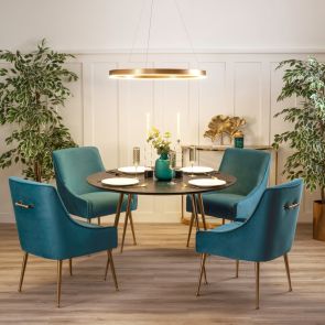 Mason Dining Chair Peacock - Brushed Gold Legs