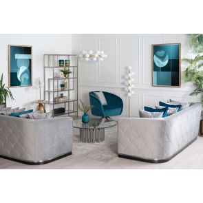 Pino Two Seat Sofa - Dove Grey - Silver Base