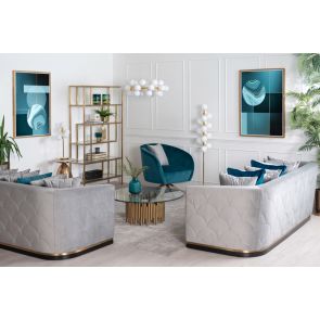 Pino Two Seat Sofa - Dove Grey - Brass Base