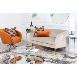Roanna Two Seat Sofa - Chalk - Silver + Brass Legs