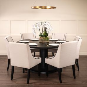 Sia 6-8 Seat Black Dining Table and 6 Chatsworth Dining Chairs