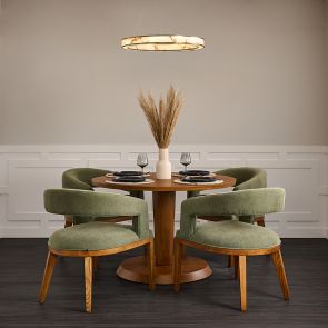 Sia 4-6 Seat Chestnut Dining Table and 4 Madison Sage Green Chairs