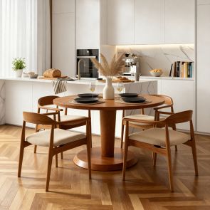 Sia 4-6 Seat Chestnut Dining Table and 4 Morton Chairs