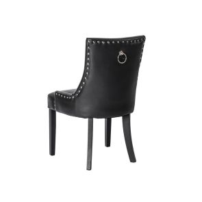 Torino Dining Chair with Back Ring - Black PU Leather  
