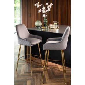 Watson Bar Stool - Storm Grey - Brass	