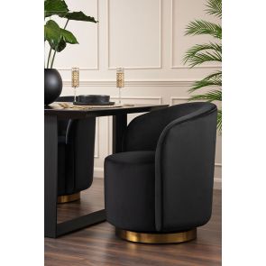 West End Swivel Dining Chair - Black- Brass Base