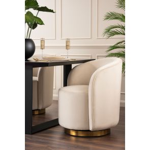 West End Swivel Dining Chair - Chalk - Brass Base 