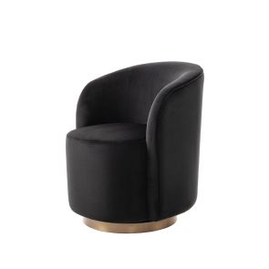 West End Swivel Dining Chair - Black- Brass Base