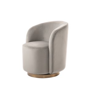 West End Swivel Dining Chair - Dove Grey - Brass Base 