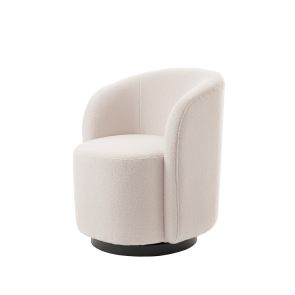 West End Swivel Dining Chair - Ivory Borg - Black Base 