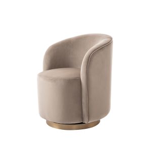 West End Swivel Dining Chair - Taupe - Brass Base