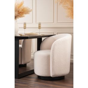 West End Swivel Dining Chair - Ivory Borg - Black Base 