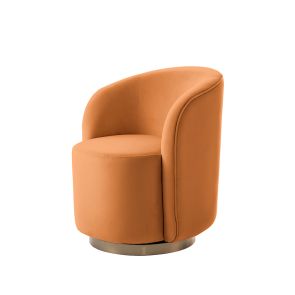 West End Swivel  Dining Chair - Pumpkin – Brass Base 