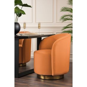 West End Swivel  Dining Chair - Pumpkin – Brass Base 