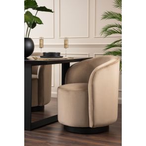 West End Swivel Dining Chair - Taupe - Black Base 