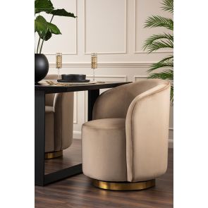 West End Swivel Dining Chair - Taupe - Brass Base