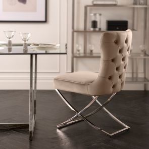 Wexler Dining Chair Taupe -Silver Base  