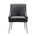Mason Dining Chair Black Faux Leather - Brushed Silver Legs-view4