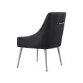 Mason Dining Chair Black Faux Leather - Brushed Silver Legs-view1