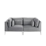 Cassie Two Seat Sofa – Dove Grey – Stainless Steel Base