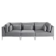 Cassie Three Seat Sofa – Dove Grey – Stainless Steel Base