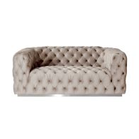 Frankfurt Two Seat Sofa – Taupe with Silver base