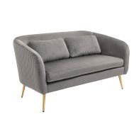 Roanna Two Seat Sofa - Dove Grey - Silver + Brass Legs