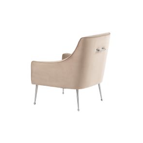 Mason Lounge Stuhl Taupe - Beine Glänzendes Silber